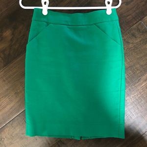 J crew cotton green pencil skirt size 0
